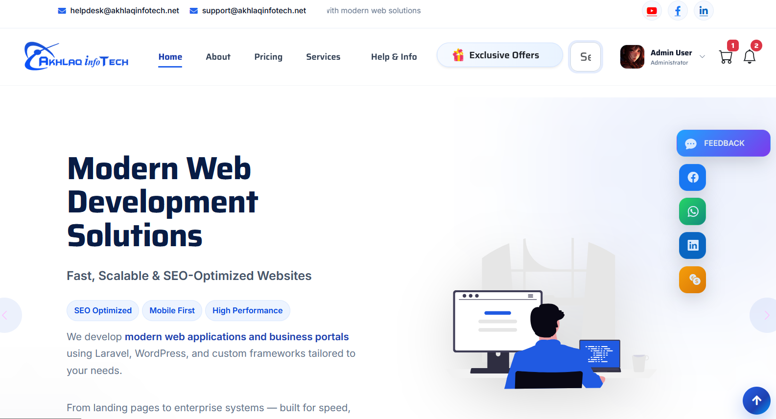 Akhlaq Info Tech business website homepage